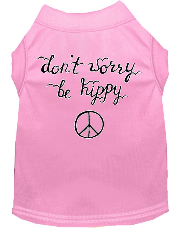 Be Hippy Screen Print Dog Shirt Light Pink Med